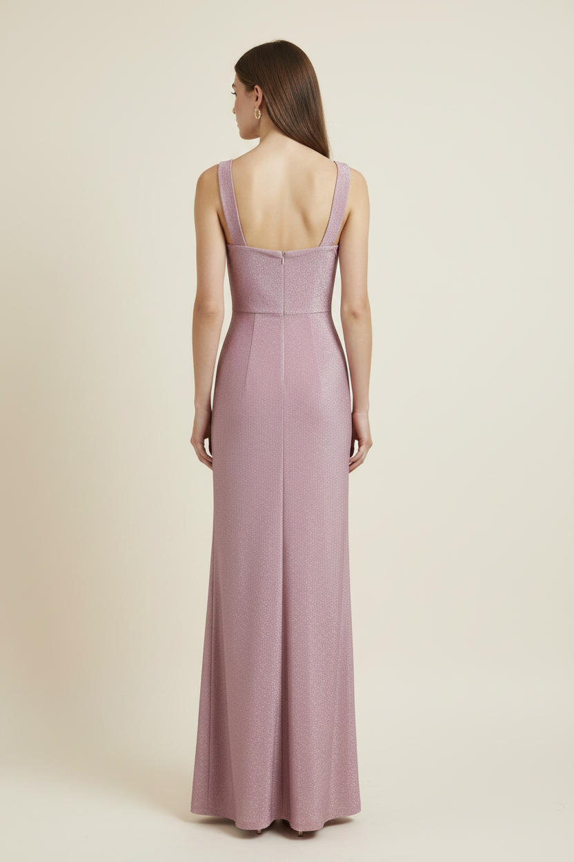 Valentina Twisted Knot Shimmer Halter Maxi Dress - Back