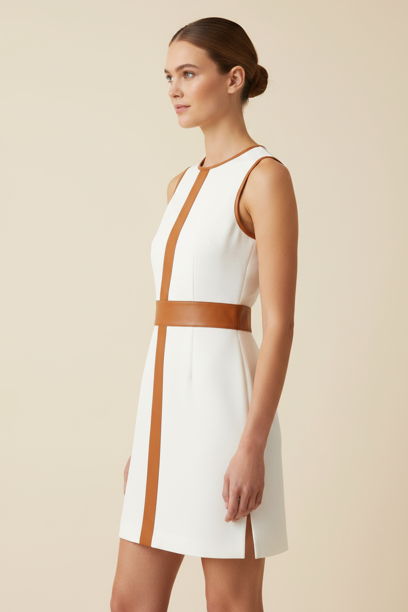 Cleo Leather-Trim Waistband Mini Dress - Side
