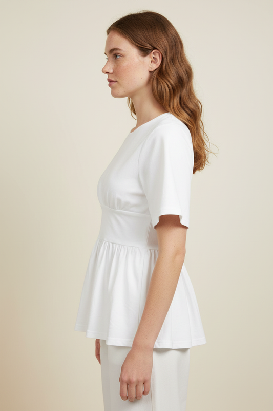 Bow-Back Peplum Short-Sleeve Top - Side